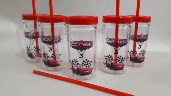 Copo com canudo _ 200ml ( carros)