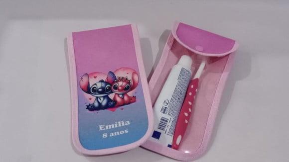 Estojo Stich e Angel _ Porta Escova Dente