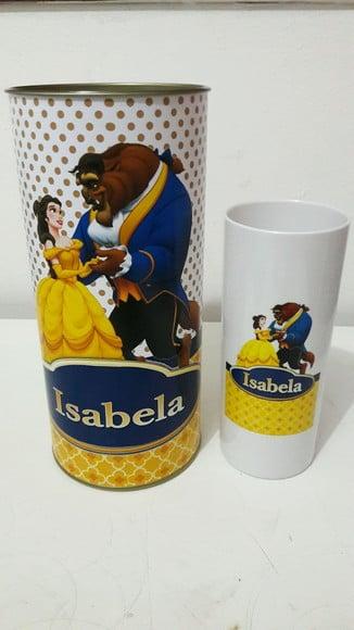 Lembrancinha Bela e a Fera - Copo com Tubolata