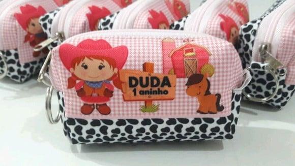 Lembrancinha Fazendinha Rosa - Porta Moeda