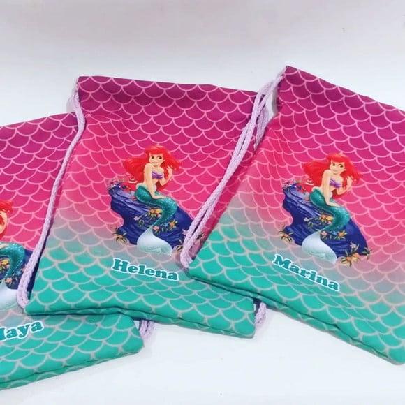 Lembrancinha Pequena Sereia - Mochila Saco