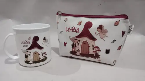 Lembrancinha Fadas _ Caneca e necessarie