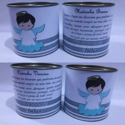 Caneca convite padrinhos batismo