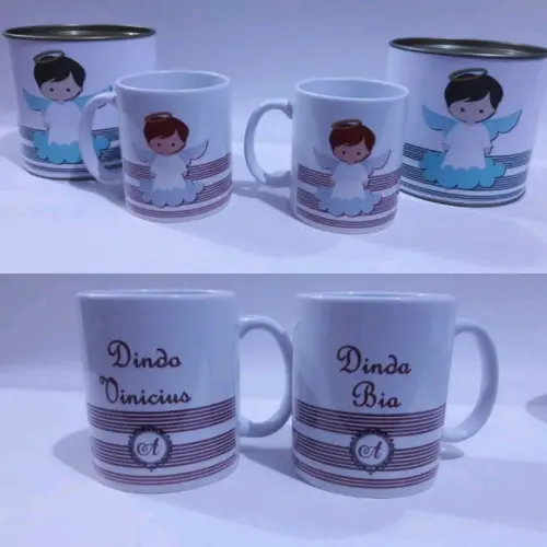 Caneca convite padrinhos batismo