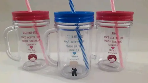 Caneca mason _ convite daminha e pajem