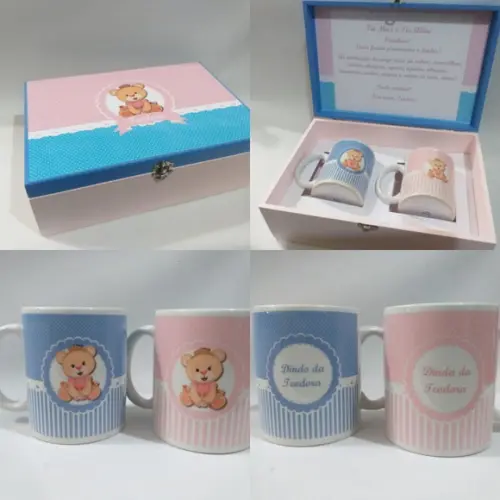 Convite Padrinhos Batismo_ Rosa e Azul