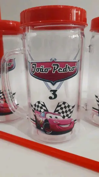 Copo com canudo _ 200ml ( carros)