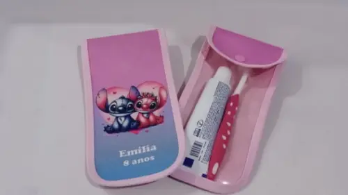 Estojo Stich e Angel _ Porta Escova Dente