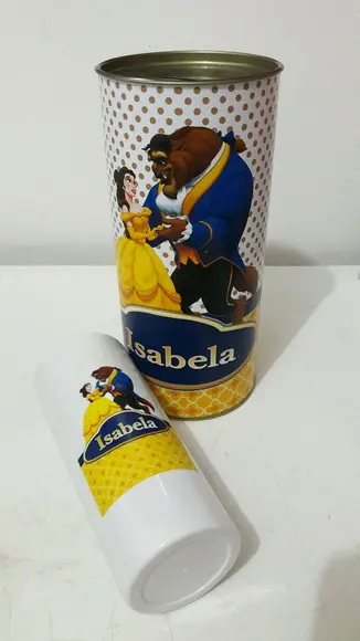 Lembrancinha Bela e a Fera - Copo com Tubolata