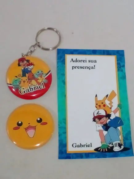 Lembrancinha Pokemon _ Chaveiro e Boton