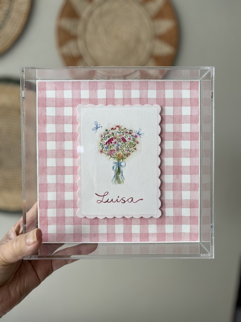 Porta maternidade em aquarela Buquê de Flores