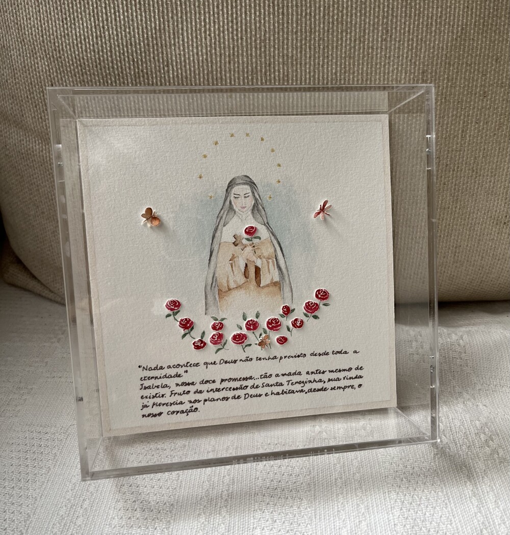 Quadro de Santa Terezinha em aquarela