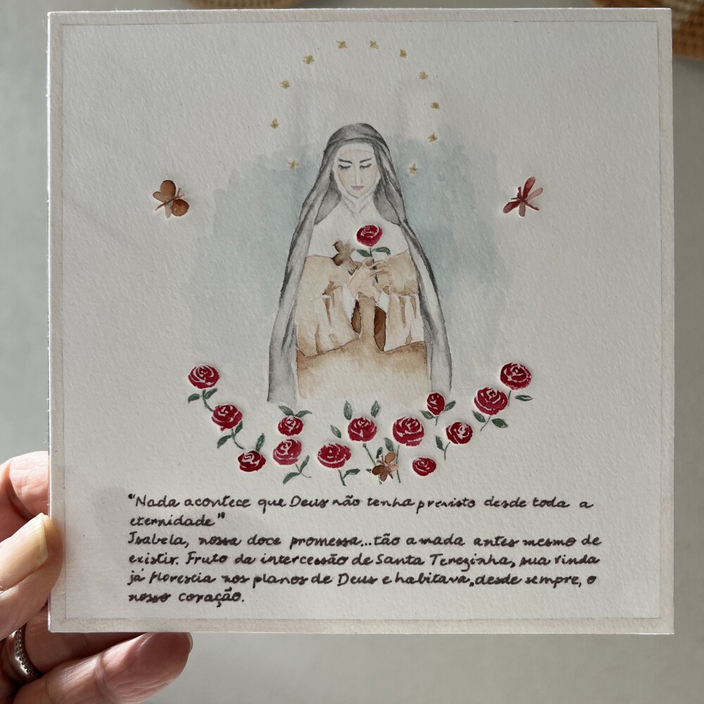 Quadro de Santa Terezinha em aquarela