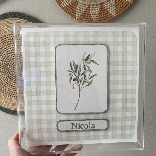 Porta maternidade em aquarela Oliveiras