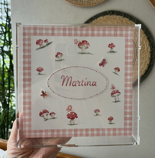 Porta maternidade em aquarela Cogumelos