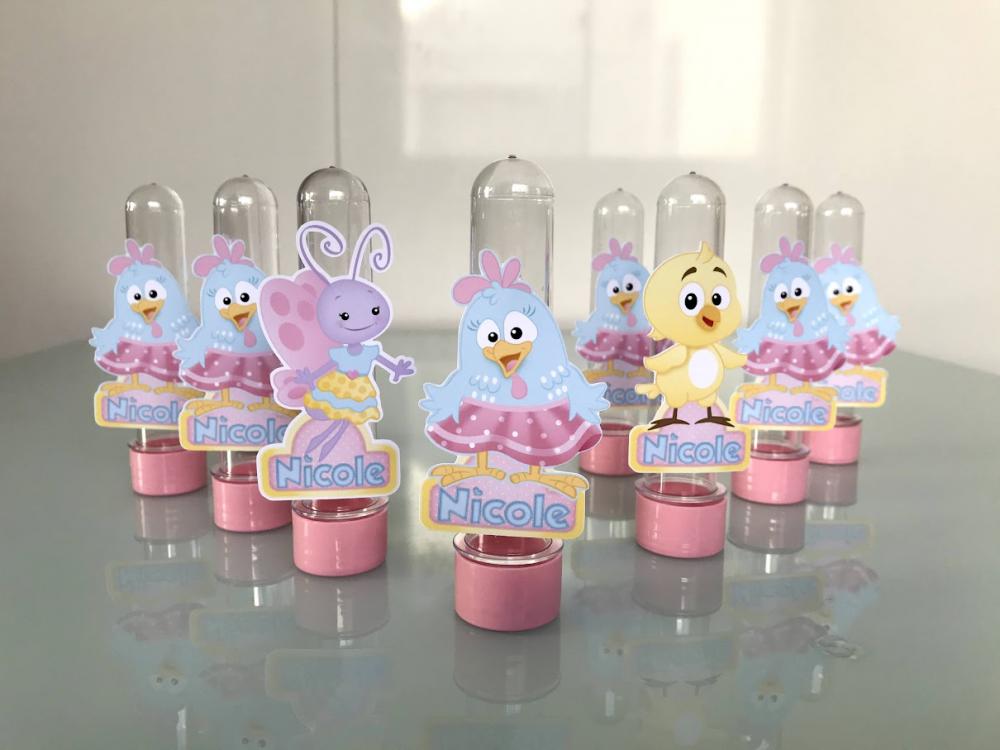 Tubete Personalizado Galinha Pintadinha Rosa Candy Menina