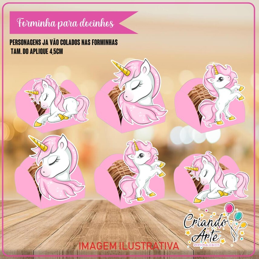 Forminhas para Doces - Unicórnio Rosa - 100 Unidades