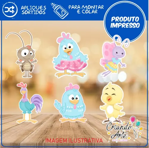 100 / 50 / 30 Apliques / Tag Galinha pintadinha rosa Candy