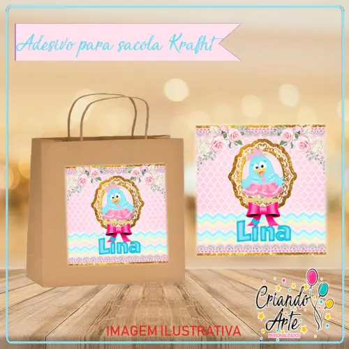 30 Adesivos para Sacola Galinha Pintadinha Rosa Candy Menina