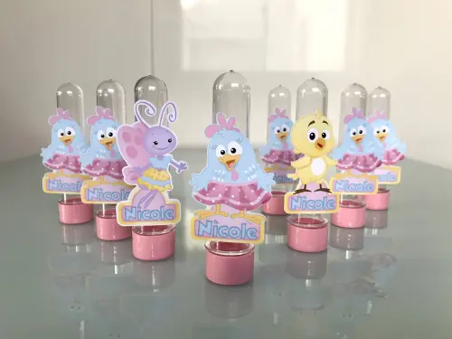Tubete Personalizado Galinha Pintadinha Rosa Candy Menina
