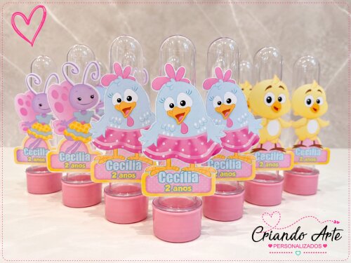 Tubete Personalizado Galinha Pintadinha Rosa Candy Menina