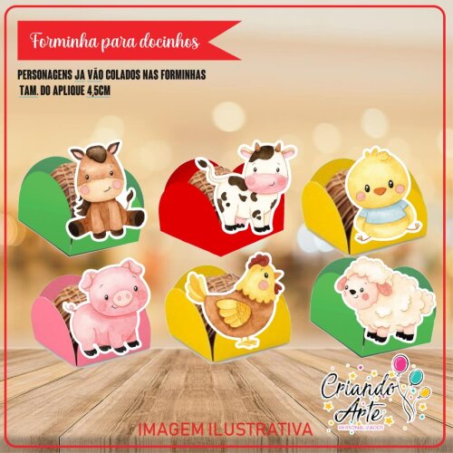 Forminhas Fazendinha Aquarela - 100 Unidades