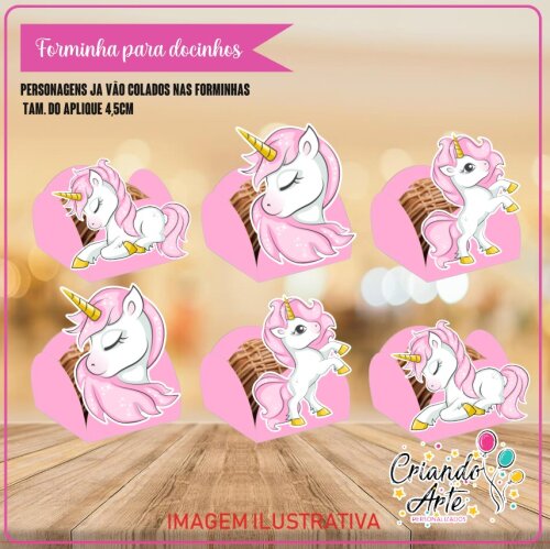Forminhas para Doces - Unicórnio Rosa - 100 Unidades