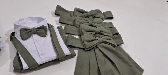 Conjunto Pajem e Faixa Daminha Verde Oliva