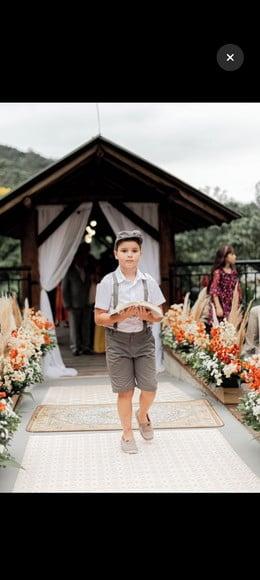 Roupa Pajem com Bermuda Camisa Manga Curta e Boina e Boina