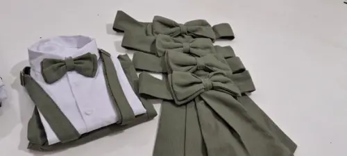 Conjunto Pajem e Faixa Daminha Verde Oliva