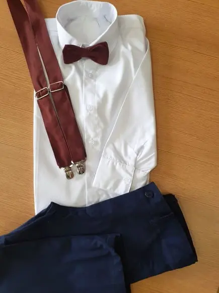 Roupa de Pajem Gravata e Suspensorio Marsala