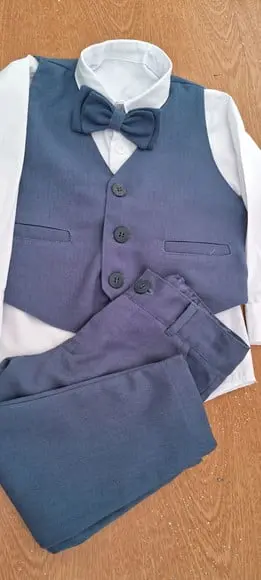 Roupa Pajem Colete Azul Carbono
