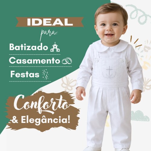 Roupa Batizado Jardineira
