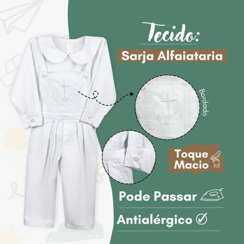Roupa Batizado Jardineira