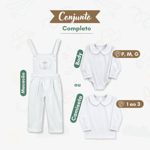 Roupa Batizado Jardineira