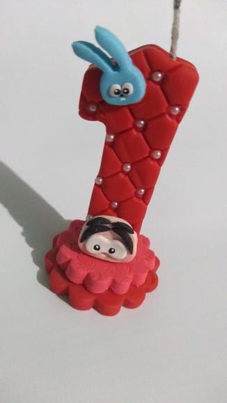 Vela em Biscuit Personalizada Mônica