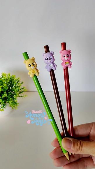 Ponteira de Lápis em Biscuit - Ursinhos Carinhosos