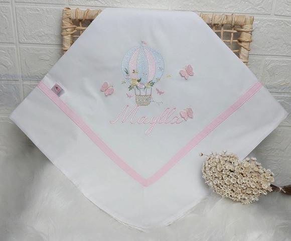 Cueiro Manta Percal 400 Fios Balão Borboletas 3d