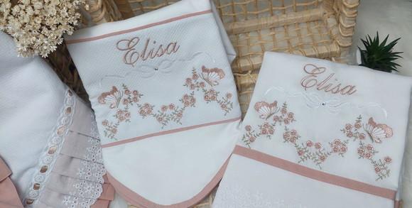 Enxoval Bebê Luxo Floral Rosé Delicado Premium