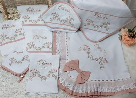 Enxoval Personalizado Floral Rosé Luxo Delicado