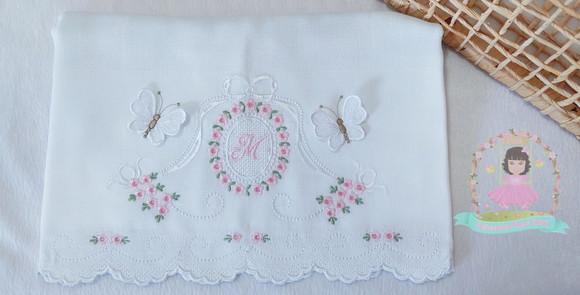 Kit 3 Fraldas Florais com Barrinha Bordada Luxo