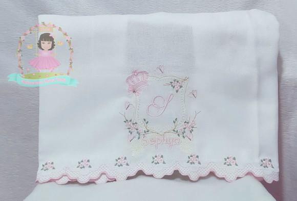 Kit 3 Fraldas Floral Bordada Luxo