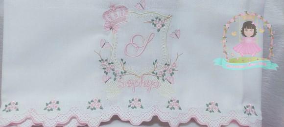 Kit 3 Fraldas Floral Bordada Luxo