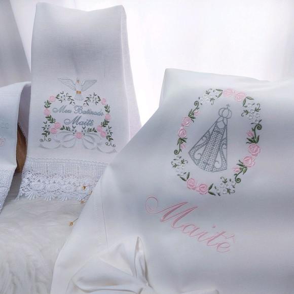 Kit Batizado Nossa Senhora Floral Luxo