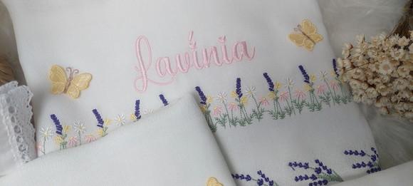 Kit Enxoval Personalizado Bebê Floral Lavanda Luxo
