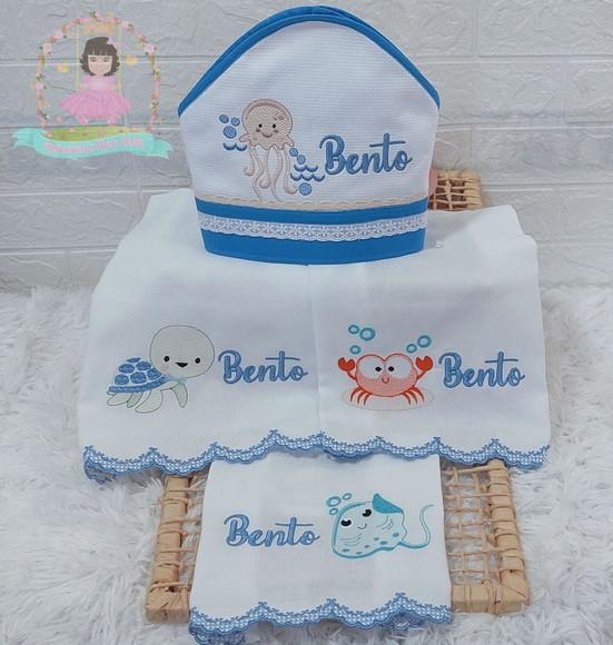 Kit Enxoval Personalizado Fundo do Mar Bebê Luxo