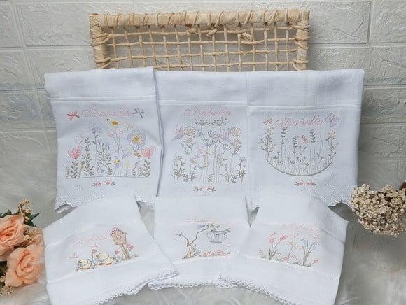 Kit Fraldas Bebê Barra Recortada e Linha Premium Floral
