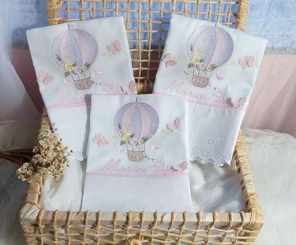 Kit Fraldas Personalizadas Balão Menina Delicado Luxo