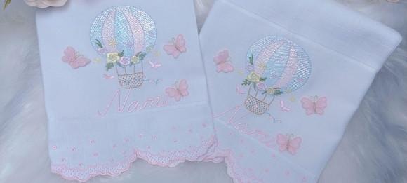 Kit Fraldas Personalizadas Barra Recortada Balão Menina