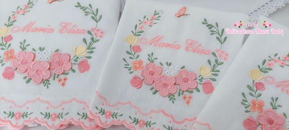 Kit Fraldas Personalizadas Barra Recortada Floral Rosé Luxo